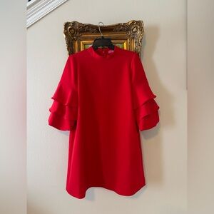 Catherine Malandrino Red Ruffle Sleeve Dress